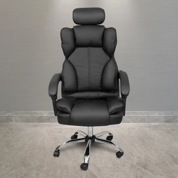 Főnöki irodai szék, forgószék fejtámlával fekete (JM808-BLACK-7)