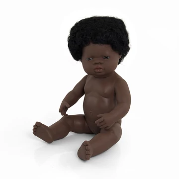 Hajas baba, 38 cm, ruha nélkül, afrikai lány