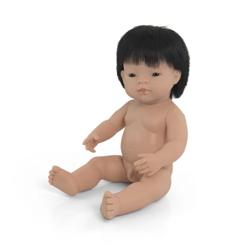 Hajas baba, 38 cm, ruha nélkül, ázsiai fiú