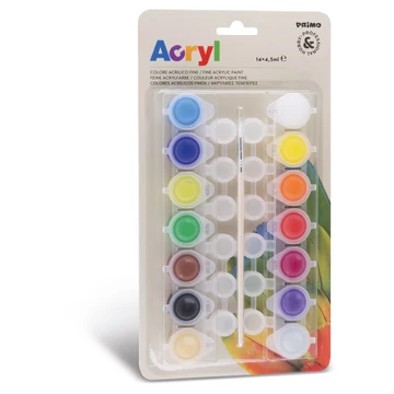 Akrilfesték PRIMO 14x4,5ml (12szín + arany, ezüst), bliszteres