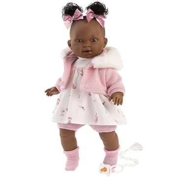 Diara 38 cm-es síró baba rózsaszín ruhában