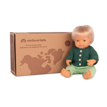 Fiú baba - 38 cm-es - ruhában