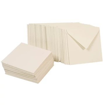Kártya készlet - négyzet, 50 db, 13, 5 x 13, 5 cm gyöngyfehér