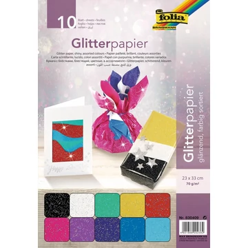 Glitteres papír 10 levél, 23 x 33 cm