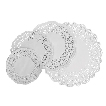 Csipkepapír - kerek, kb.ø 112 - 211 mm, fehér, 60 db