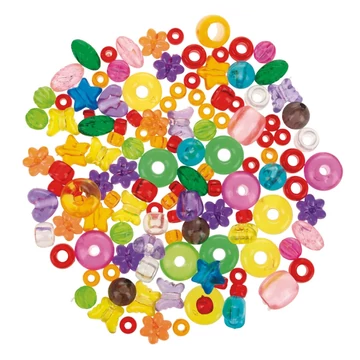 Műanyag gyöngykeverék - szív, csillag és gyűrű, áttetsző színes, kb. 5 - 15 mm, 2600 db