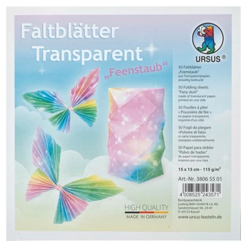 Hajtogatós papír - tündérpor kb. 150 x 150 mm, 50 lap, 12 szín