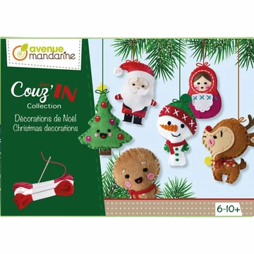 Kreatív barkácsfilc díszek karácsonyra, 5 varrható figura kb. 150 mm magas