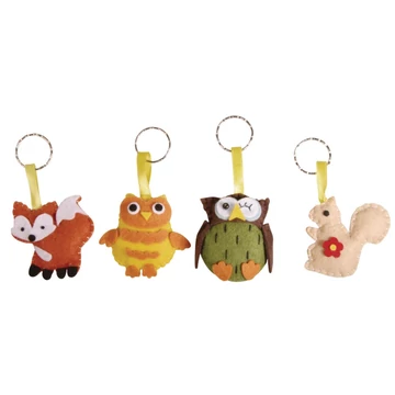 Barkácsfilc figura készlet - kulcstartók kb.55 - 60 mm, 4 db