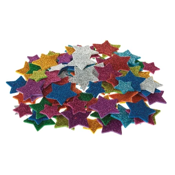 Glitteres dekorgumi - csillagok, kb. 20 x 20 mm, 30 x 30 mm, 100 db