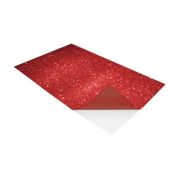 Öntapadó, csillámos dekorgumi lap, A/4, 2 mm, piros