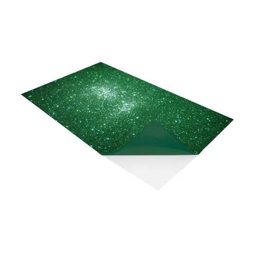 Öntapadó, csillámos dekorgumi lap, A/4, 2 mm, zöld