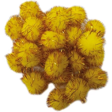 Pompon, 30 mm, kb. 30 db/csomag, metál arany