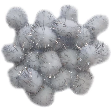 Pompon, 30 mm, kb. 30 db/csomag, metál ezüst