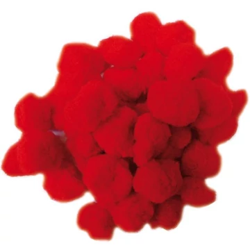 Pompon, 30 mm, kb. 250 db/csomag, piros