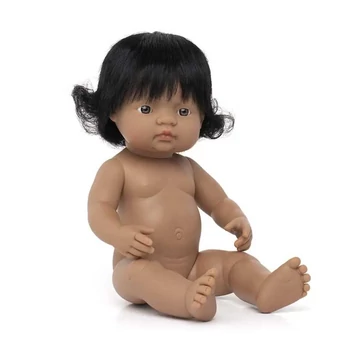 Hajas baba, 38 cm, ruha nélkül, latin-amerikai lány