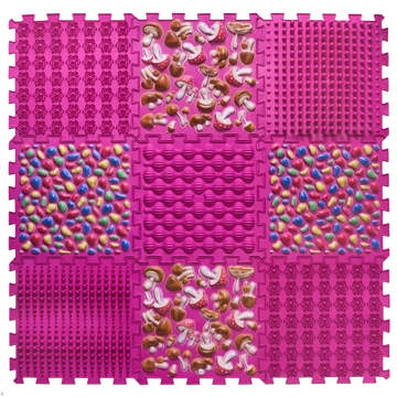 Puzzle Mix 9 elemből álló ortopédiai masszázs szőnyeg Rózsaszín