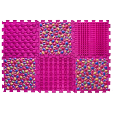 6 elemből álló Puzzle masszázs szőnyeg Rózsaszín kavics