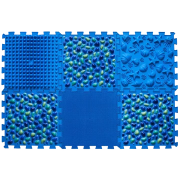 6 elemből álló Puzzle masszázs szőnyeg Kék kavics
