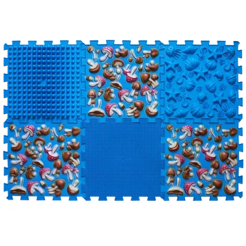 6 elemből álló Puzzle masszázs szőnyeg Kék gomba