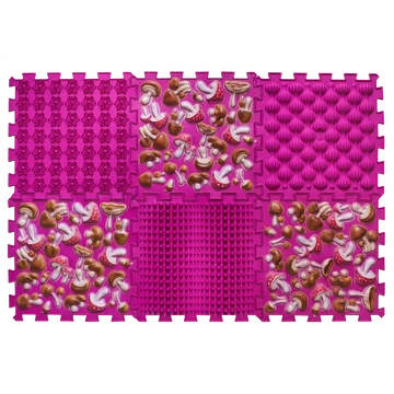 6 elemből álló Puzzle masszázs szőnyeg Rózsaszín gomba