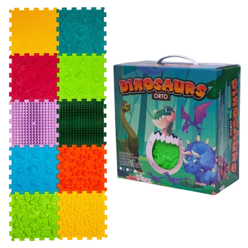 Dinoszauruszok Puzzle 10 elemből álló masszázs szőnyeg