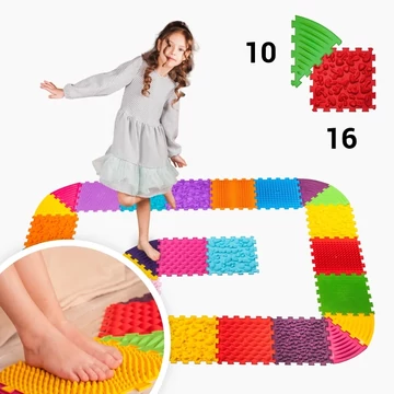 Puzzle 16 elemből álló masszázs szőnyeg + 10 Háromszögű puzzle elem