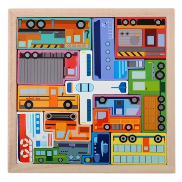 Fa puzzle blokkok járművek