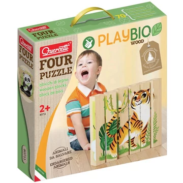 PlayBio Veszélyeztetett állatok 4 az 1-ben fahasáb puzzle