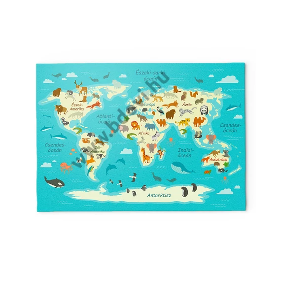 Gyerek játszószőnyeg, gyerekszőnyeg kontinensekkel magyar feliratokkal 130x180 cm (HU-WORLD-1)