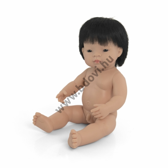 Hajas baba, 38 cm, ruha nélkül, ázsiai fiú