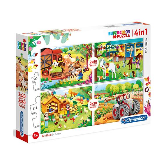 4 az 1-ben puzzle 2 x 20 db-os és 2 x 60 db-os - farm