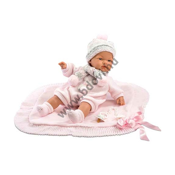 Újszülött lány baba takaróval és cumival 38 cm