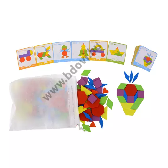 Tangram játék mintakártyákkal