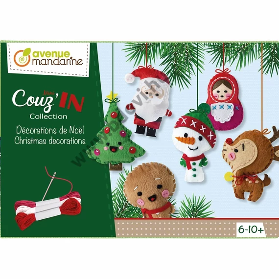 Kreatív barkácsfilc díszek karácsonyra, 5 varrható figura kb. 150 mm magas