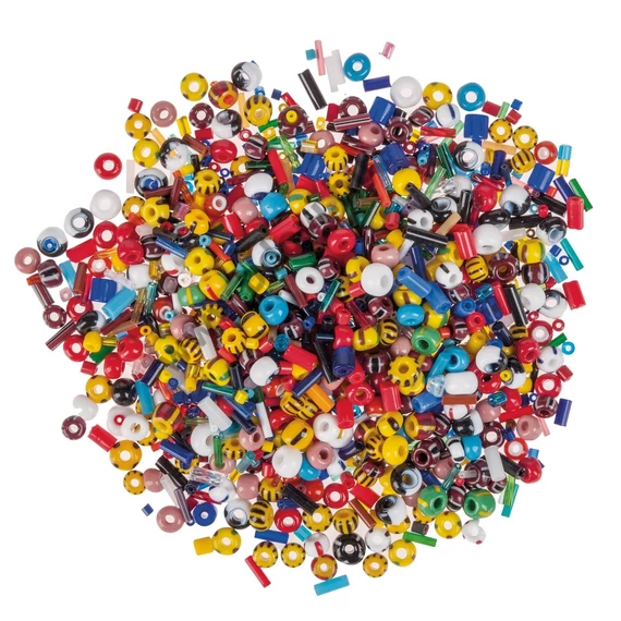 Üveggyöngy keverék, kb.3 - 11 mm, 240 g, színes