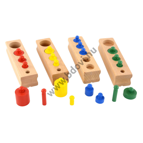 Montessori hasábocskák fogókkal (4 színes mini készlet)