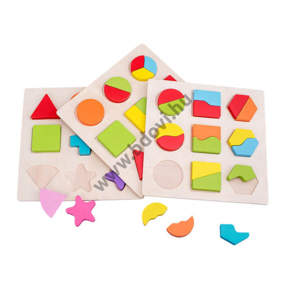 Felező puzzle - színek és geometriai formák