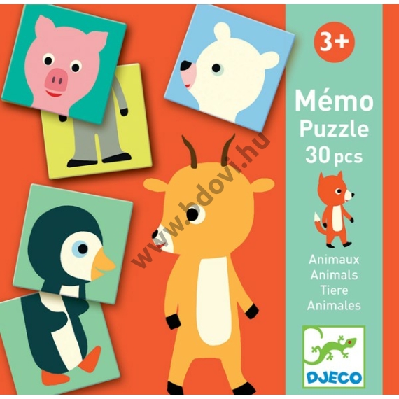 Memóriajáték - Fél állat párosító - Memo Animo-puzzle