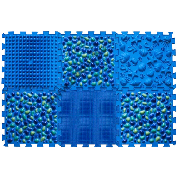 6 elemből álló Puzzle masszázs szőnyeg Kék kavics
