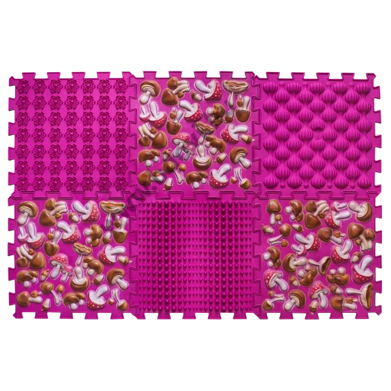 6 elemből álló Puzzle masszázs szőnyeg Rózsaszín gomba