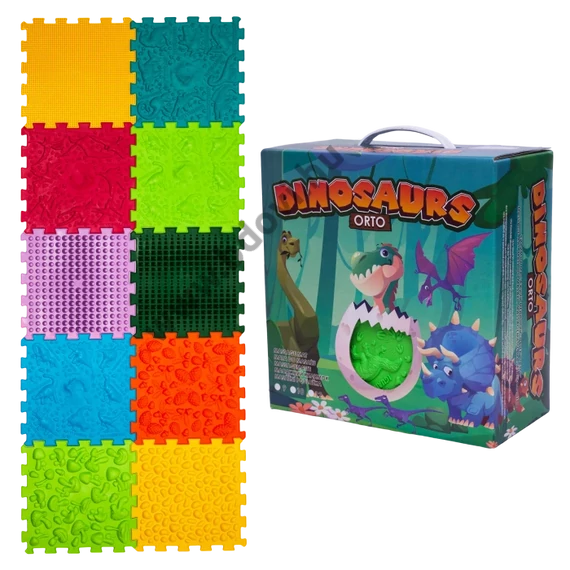 Dinoszauruszok Puzzle 10 elemből álló masszázs szőnyeg