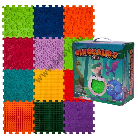 Dinoszauruszok Puzzle 12 elemből álló masszázs szőnyeg