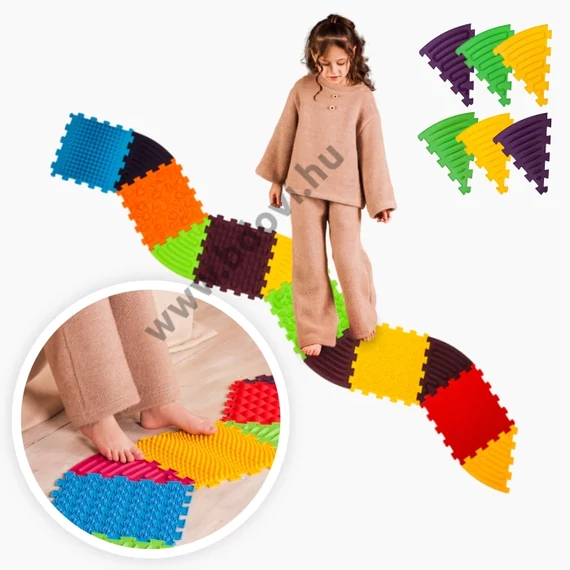 Puzzle 6 elemből álló masszázs szőnyeg + 6 Háromszögű puzzle elem