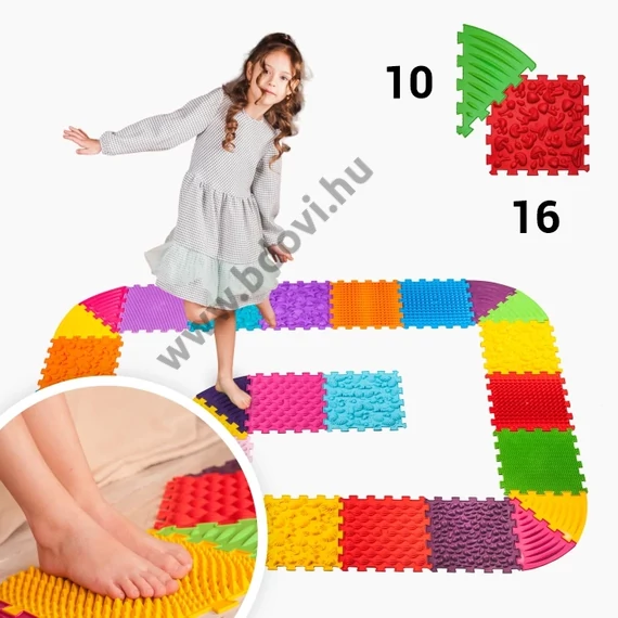 Puzzle 16 elemből álló masszázs szőnyeg + 10 Háromszögű puzzle elem