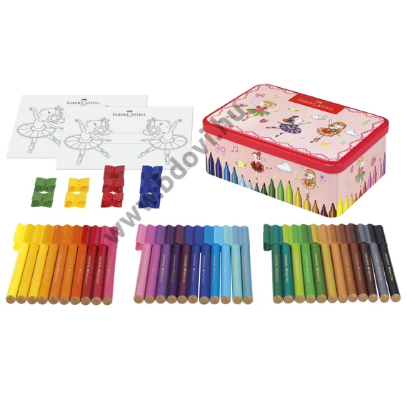 Faber-Castell filctoll készlet "Connector" 33db-os + kiegészítők "Ballerina" fém dobozban