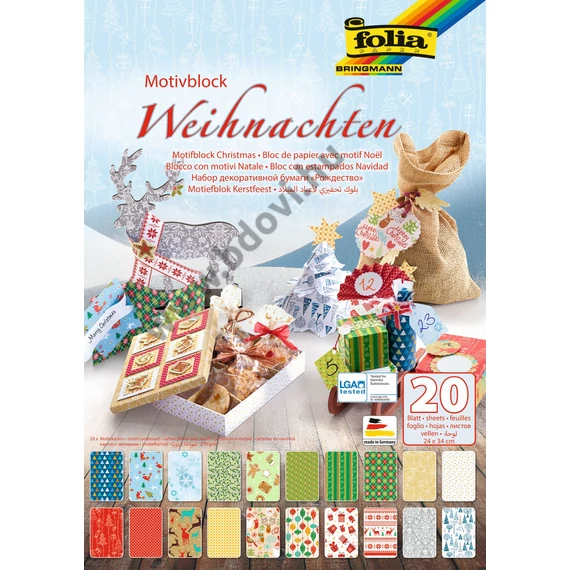 Folia dekorációskészlet24x34cm 20 ív 270gr christmas