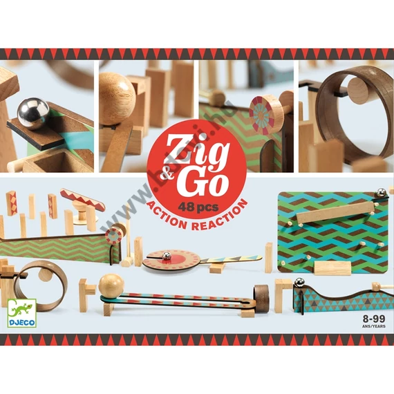 Építőjáték - Sokasodó golyózó, 48 db-os - Zig and Go - Big Boum Wall