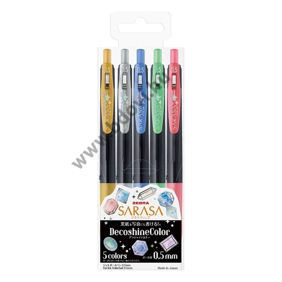 Zseléstoll készlet ZEBRA Sarasa Clip Vintage nyomógombos 0,5 mm 5 darabos dekor színek