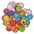 Kép 1/4 - Dekorgumi smileys, kb.ø 35 mm, színes, 60 db